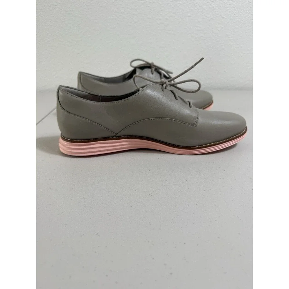 Cole Haan Original Grand Oxford Women’s 9.5B Gray Leather Pink Sole W17145 New